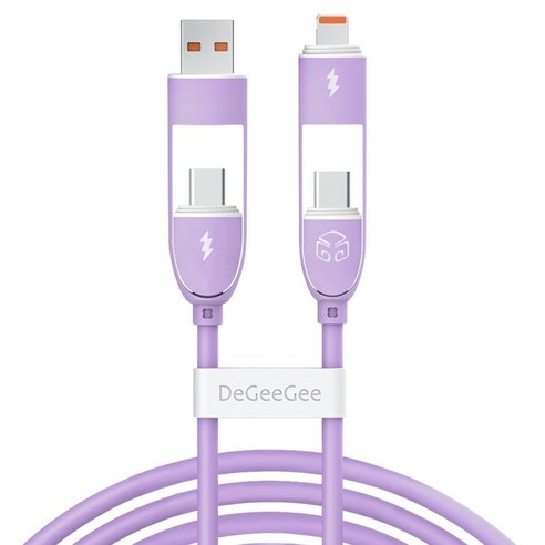 디지지 크레용 LED 60W 4IN1 초고속 멀티 충전 케이블, 1개, 라벤더퍼플, 0.7m