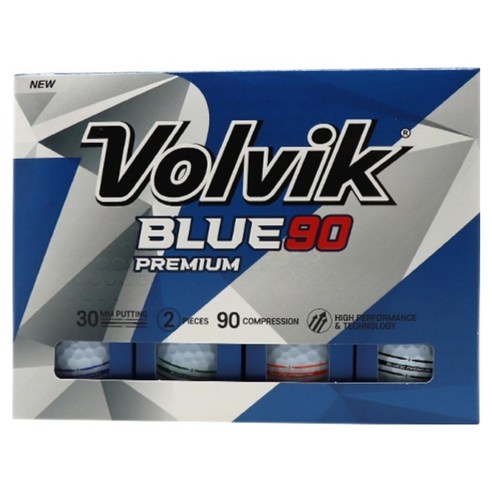 볼빅 남녀공용 25년 골프 BLUE90 3라인 골프볼 4종 x 3p 세트 2피스, 화이트, 12개입, 1세트