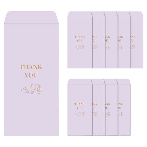 달퐁이네문방구 금박 땡큐 용돈봉투, 라벤더 포그, 10개