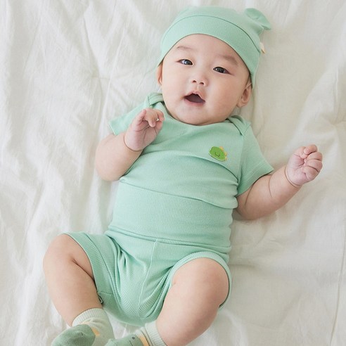 베이비앤아이 골지 모달 실내복 상하의 + 베어모자 + 쇼핑백 세트