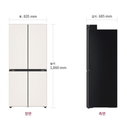 LG전자 디오스 오브제컬렉션 상냉장 하냉동 Fit Max 504L 4도어 냉장고 방문설치 이미지 3