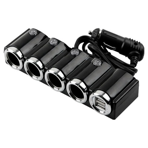 컴스 12V 차량용 시가 소켓 4포트 4구 USB 시가잭 고출력 ITB762, 1개, 70cm