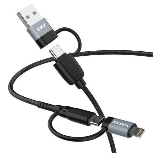 SKY 비트 60W 4 in 1 고속충전 480Mbps 단선 방지 패브릭 케이블