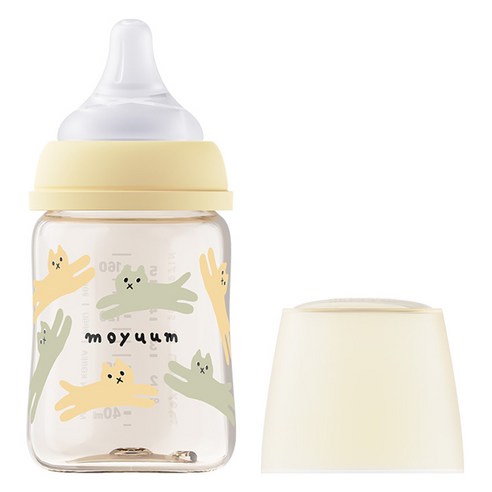 모윰 3세대 PPSU 올인원 젖병 유꼭지 위드캣, 옐로우, 170ml, 1개