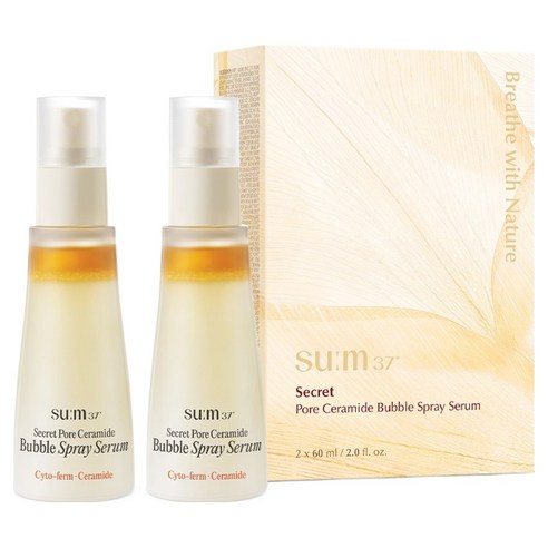 숨37도 시크릿 모공 세라마이드 버블 오일 에센스 미스트 세트, 2개, 60ml