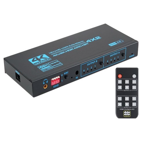 컴스 4K 60Hz HDMI 4x2 매트릭스 스위치 EDID ARC 오디오 추출기, 1개