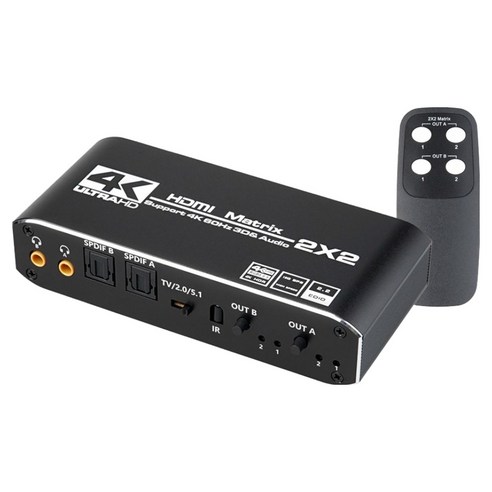 컴스 4K 60Hz HDMI 2x2 매트릭스 스위치 오디오 추출기, 1개