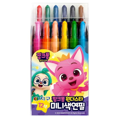 지구화학 핑크퐁미니 색연필 세트, 12색, 1세트