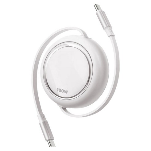 뉴클 C타입 자동감김 초고속 충전 릴케이블 100W, 화이트, 1개, 100cm