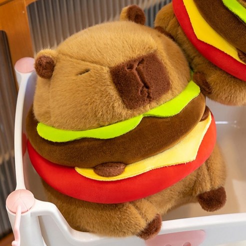 아트조이 카피바라 햄버거 인형 쿠션, 26cm, 혼합색상, 1개