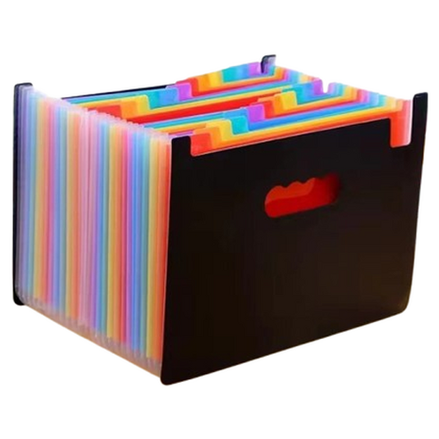 홈셀 24칸 대용량 서류 정리 아코디언 파일 33 x 39 cm, 무지개블랙, 1개