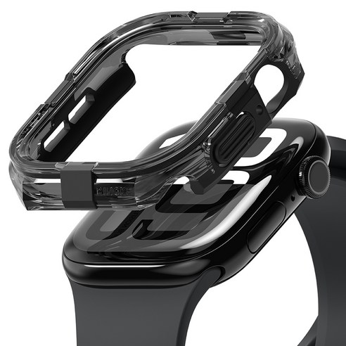 링케 애플워치 퓨전 범퍼 케이스 46mm, 블랙, 1개