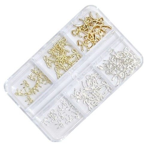 퍼니네일 매듭리본 파츠 6종 x 10p 세트, 골드 + 실버, 1개