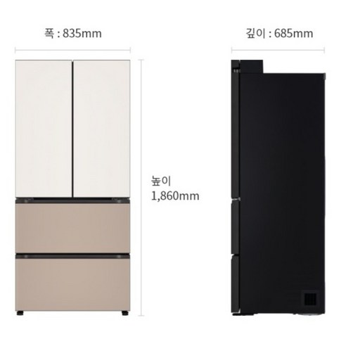 LG전자 디오스 오브제컬렉션 김치톡톡 Fit Max 4도어 480L 스탠드형 김치냉장고 방문설치 이미지 3