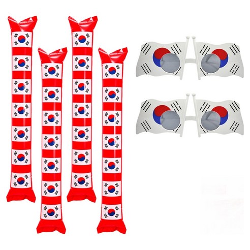 파티쇼 태극기인쇄 응원용 막대풍선 2p x 2개 + 태극기 안경 2p 세트, 혼합색상, 1세트