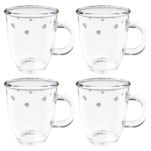 바칠레 강화유리 내열 머그컵 메이릴 375ml, 혼합색상, 4개