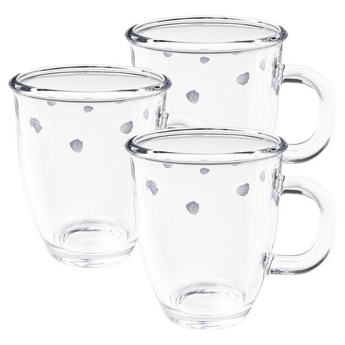 바칠레 강화유리 내열 머그컵 메이릴 375ml, 혼합색상, 3개