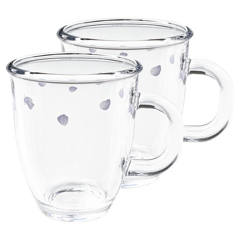 바칠레 강화유리 내열 머그컵 메이릴 375ml, 혼합색상, 2개