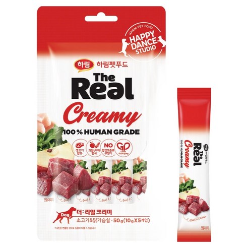 하림펫푸드더리얼 강아지 크리미 짜먹는 간식, 혼합맛(소고기/닭가슴살), 50g, 1개