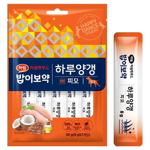 하림펫푸드밥이보약 강아지 하루양갱 파우치, 피모, 56g, 1개