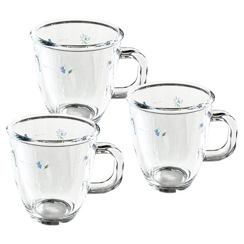 바칠레 글라스 강화유리 카모마일 글라스 머그컵 375ml, 3개
