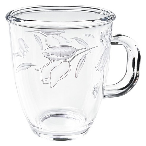 바칠레 홈카페 강화유리 머그컵 375ml, 러블리 플라워, 1개