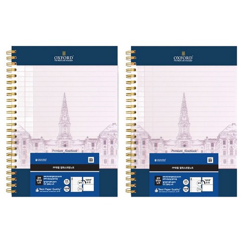 OXFORD PP 레터 좌철 100매 포켓폴더 포함 스프링 유선 노트 A5, 블루, 2개