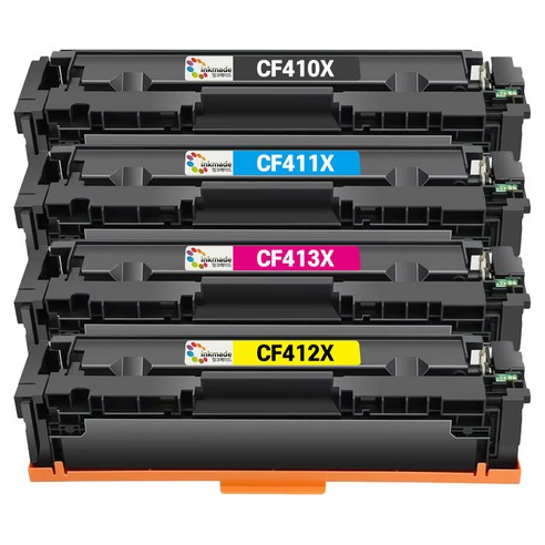 잉크메이드 CF410X CF411X CF413X CF412X 대용량 호환토너 4종 세트, 검정 + 파랑 + 빨강 + 노랑, 1세트