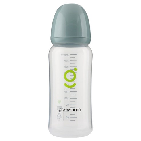그린맘 PP 슬림형 노꼭지 젖병, 스톤 블루, 240ml, 1개