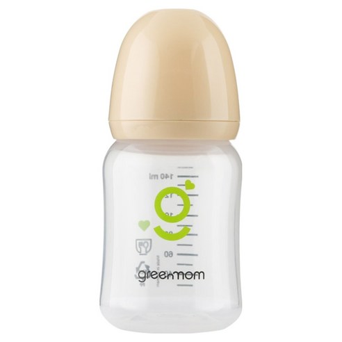 그린맘 PP 슬림형 노꼭지 젖병, 릴리 베이지, 140ml, 1개