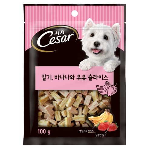 시저 강아지 간식, 혼합맛(딸기/바나나/우유), 100g, 1개