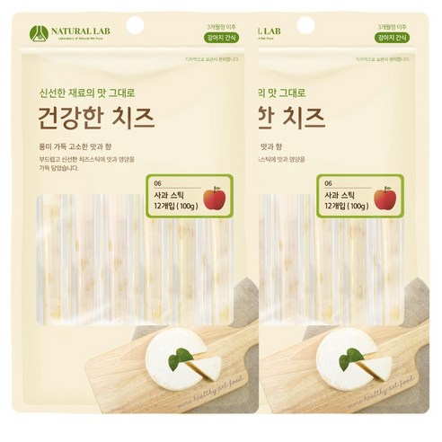 네츄럴랩 강아지 건강한 치즈 간식, 사과 스틱, 100g, 2개