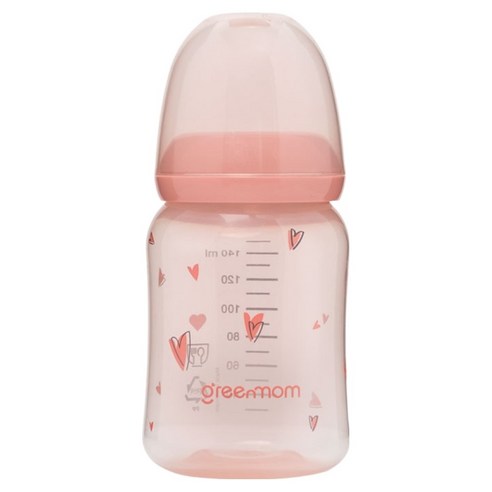 그린맘 유아용 컬러 PP 슬림 노꼭지젖병, 1개, 140ml, 하트140
