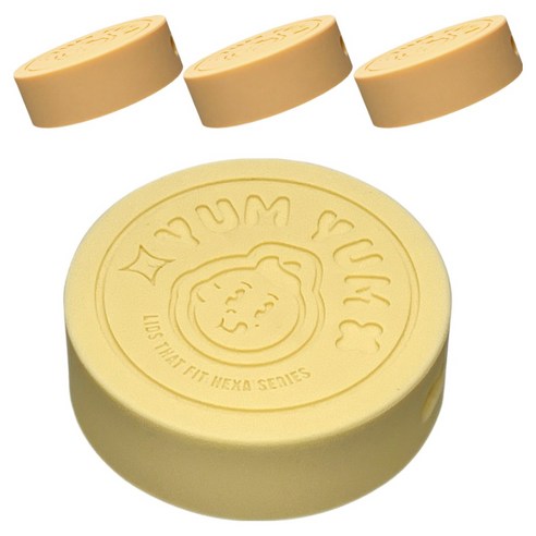 미르코리아 실리콘 헥사 얌얌 유리병 뚜껑 58mm, 옐로우, 4개