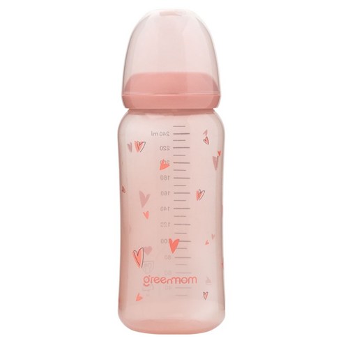 그린맘 컬러 PP 슬림 노꼭지젖병, 1개, 240ml, 하트