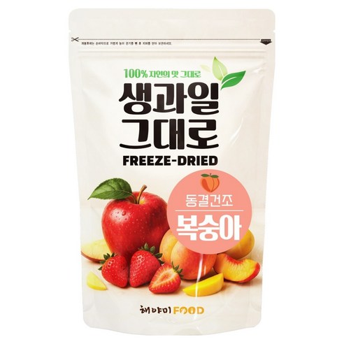 해야미 생과일 그대로 동결건조 복숭아, 1개, 100g