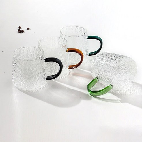 앞날창창 홈카페 아이스 커피 내열 유리 머그컵 350ml 4종, 혼합색상, 1세트