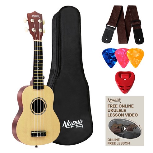 나푸아 입문용 우쿨렐레 초보 패키지 세트 NU330S N, 소프라노, 1개