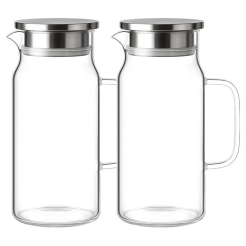 발룬피니 스텐 304 뚜껑 내열유리 물병, 투명, 1.2L, 2개