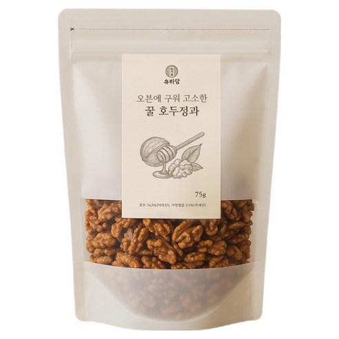 유하담 오븐에 구워 꼬소한 꿀 호두정과 호두강정, 75g, 1개