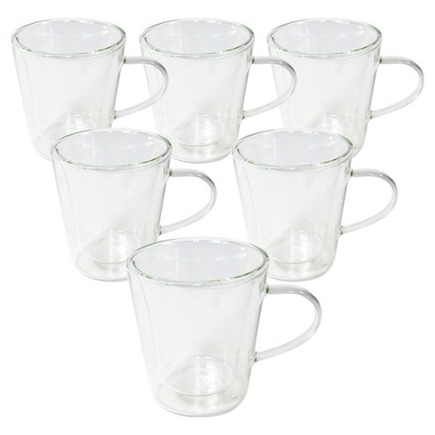 파미레 내열 손잡이 이중 유리컵 200ml, 투명, 6개