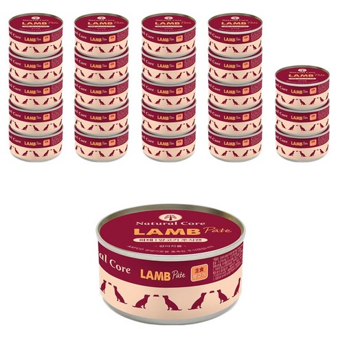 네츄럴코어 어덜트 강아지 파테 주식캔, 혼합맛(닭/양), 85g, 24개