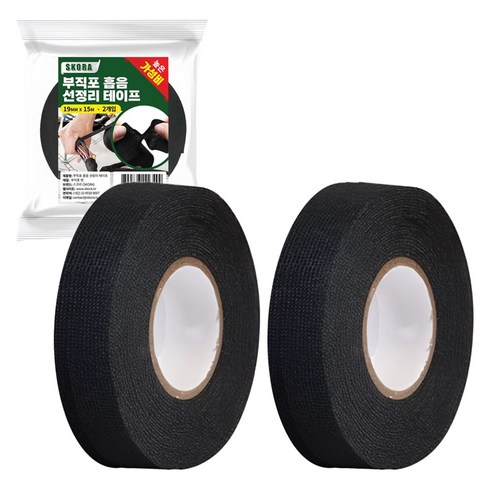 스코라 차량용 부직포 흡음 배선정리 테이프 19mm x 15m 2p, 1개 1개