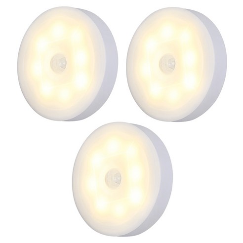 마메 LED 모션 감지 현관 무선 센서등, 화이트 + 주백색, 3개
