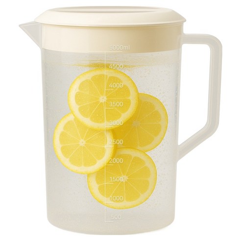 리빙메이커 BPA FREE 업소용 PP비커 가벼운 워터포트 계량컵 물 피쳐 물통, 투명, 5L, 1개