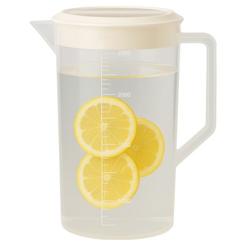 리빙메이커 BPA FREE 업소용 PP비커 가벼운 워터포트 계량컵 물 피쳐 물통, 투명, 2.5L, 1개