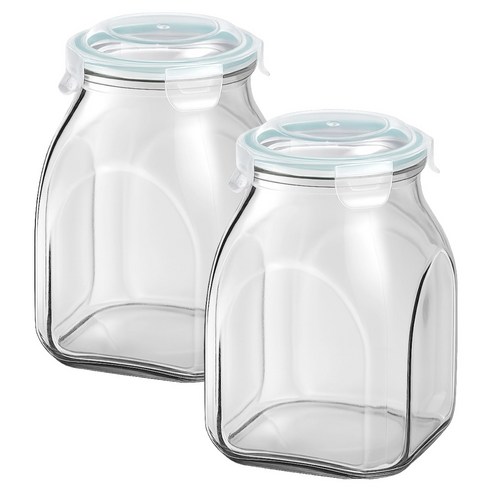 발룬피니 다용도 사각 캐니스터 유리 저장병, 3.2L, 2개