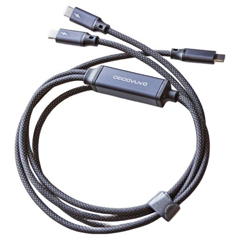 바라보고 5A 고속충전 2in1 C-C 듀얼 100W 초고속 PD 충전 케이블, 그레이, 1개, 120cm