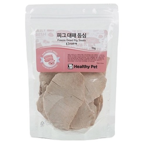 건강한펫 강아지 동결 건조 간식 피그 대패 등심, 돼지, 1개, 70g