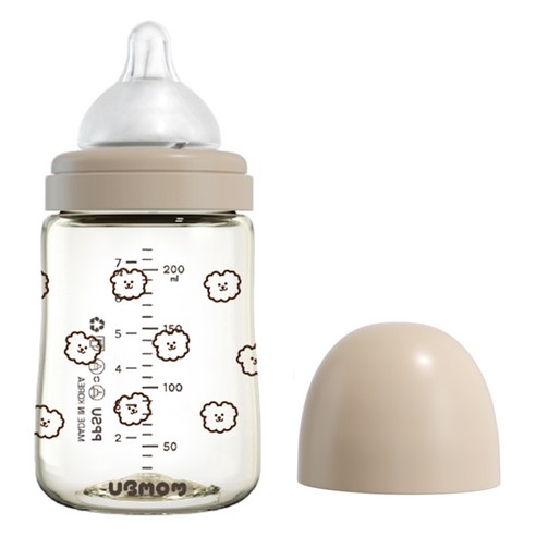 유비맘 시그니처 PPSU 배앓이방지 젖병 + 젖꼭지 세트, 초코, 200ml, 1개